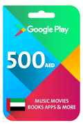 بطاقة جوجل بلاي 500 درهم (المتجر اﻹماراتي تعمل داخل الإمارات فقط)